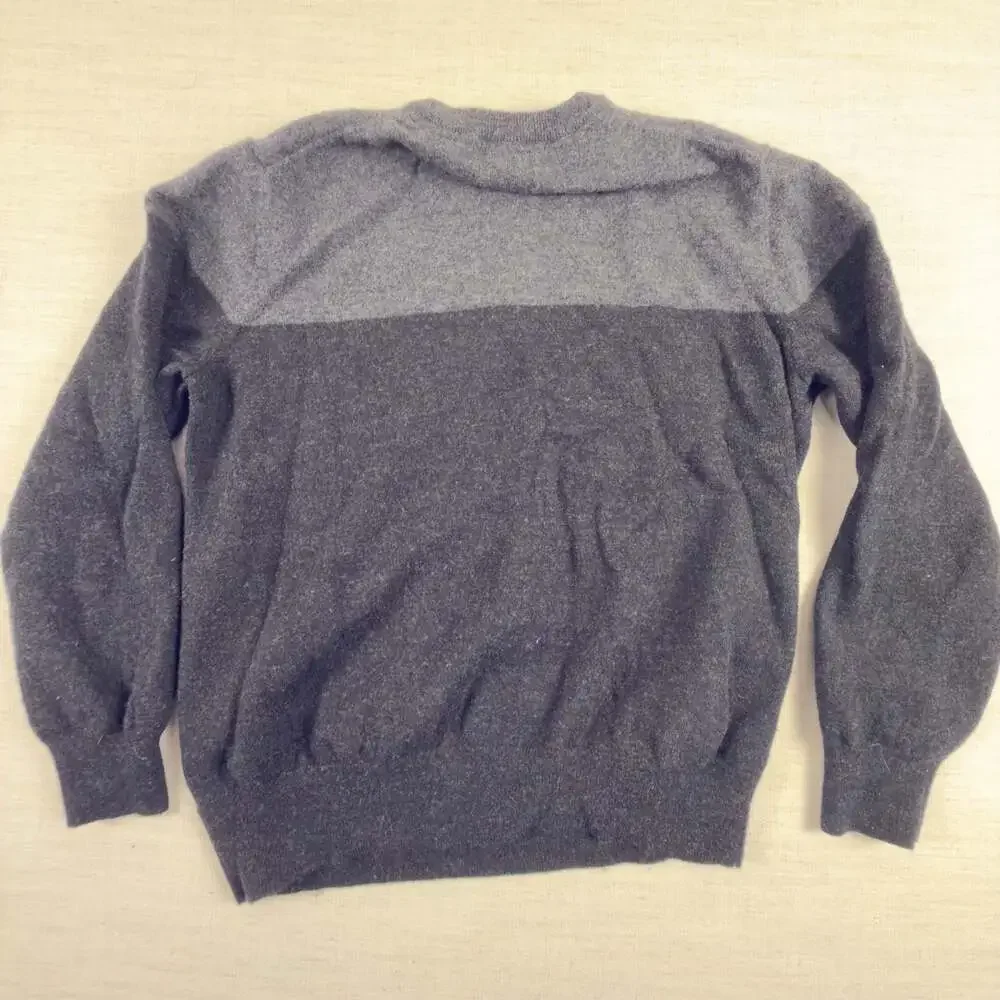 Calvin‎ Klein Sweater Mens Medium Blue/Black Two-Tone Color Block Merino Wool
